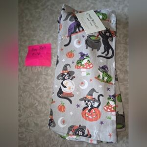 Isaac Mizrahi Halloween Cat Kitchen Towel - Gray, Black, Green, Orange